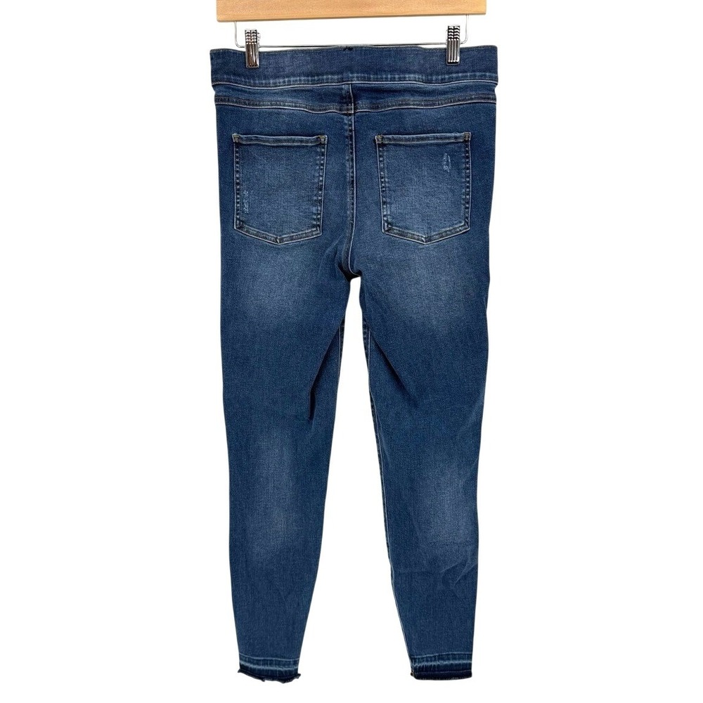 Spanx Womens Large Jean-ish Leggings Distressed Blue Denim‎ Slimming Ankle Pants - Picture 3 of 8
